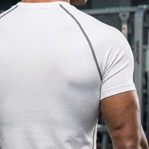 Polyester Blend Compression T-Shirt, Half Sleeve Athletic Sports Tight, Crew Neck, Slim Fit Tshirt for Fitness and Workout